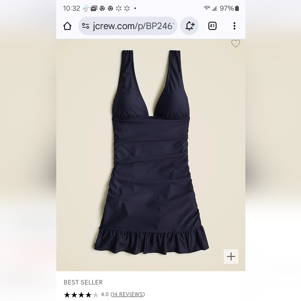 V Neck Ruched Swim Dress Size 8